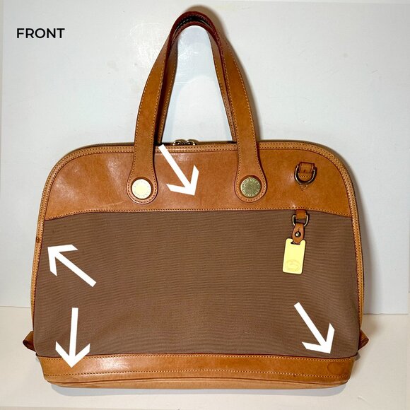 Vintage Dooney & Bourke Cabriolet Canvas & Leather Zip Satchel Carryall Handbag - Picture 12 of 13